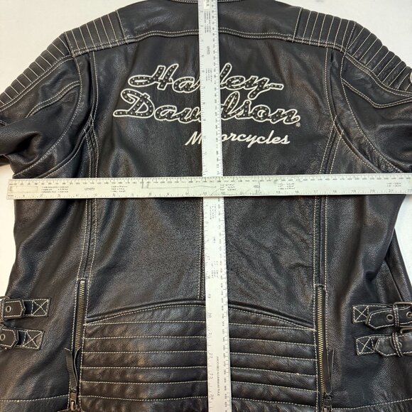 Harley-Davidson® Women's Agitator Leather Jacket, Black/White. 98086-15VW - Picture 7 of 9